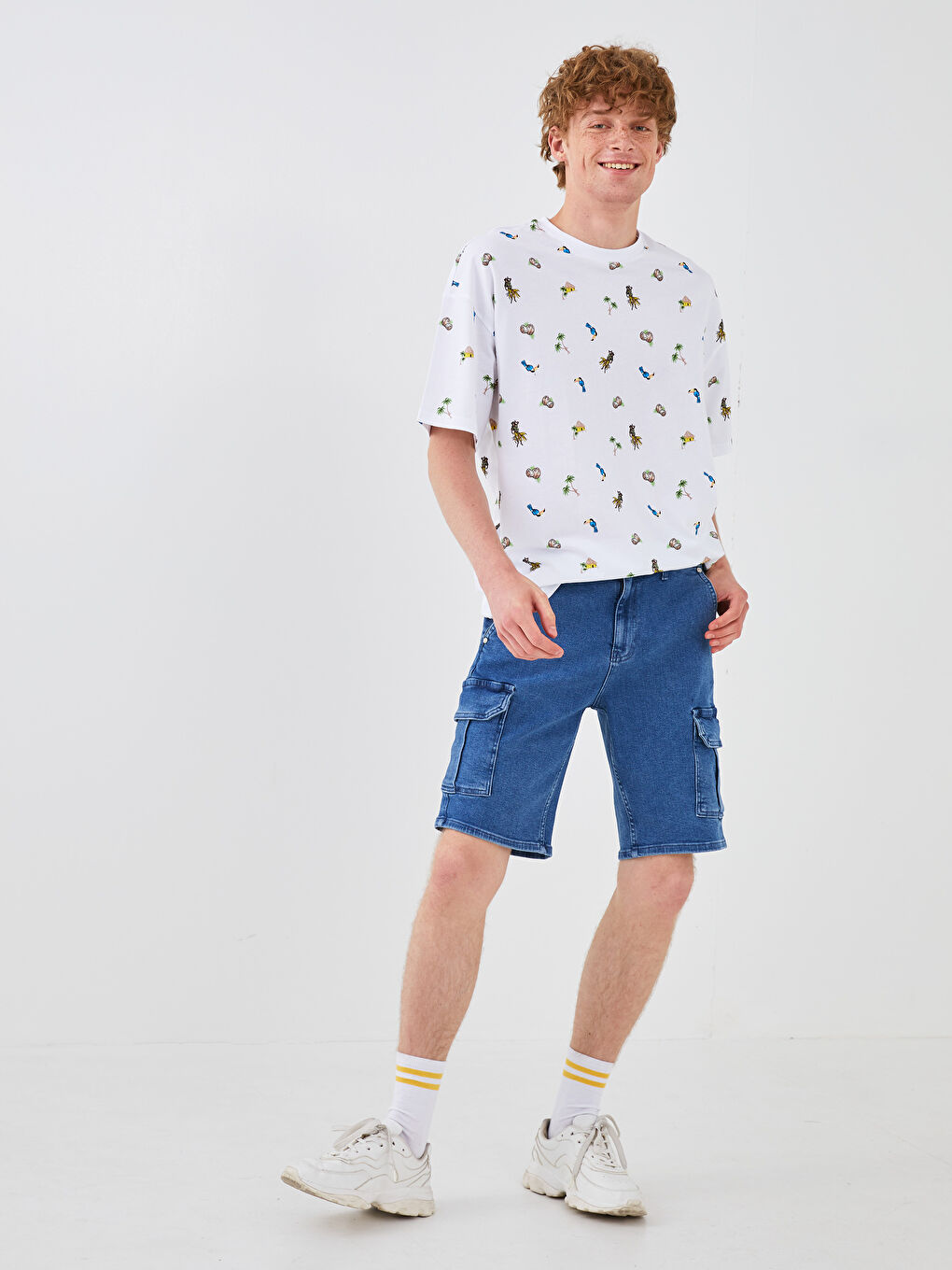 Oversize Crew Neck Short Sleeve Printed Jersey Men's T-Shirt-3