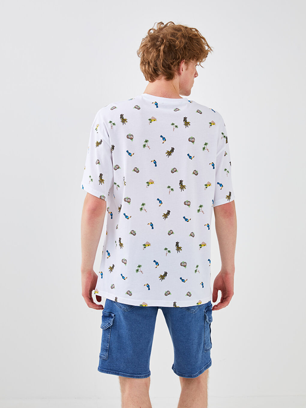 Oversize Crew Neck Short Sleeve Printed Jersey Men's T-Shirt-4