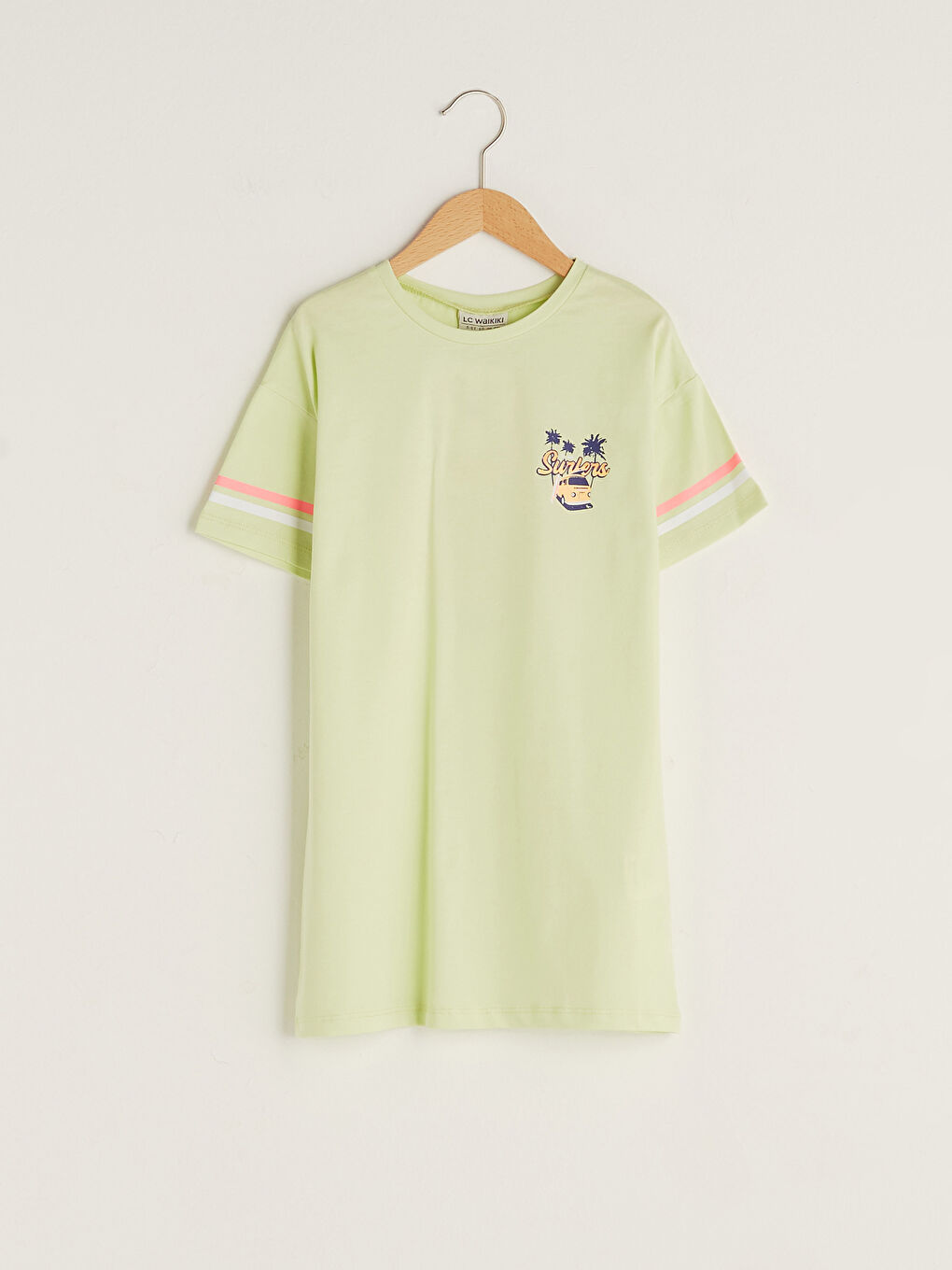 Crew Neck Printed Short Sleeve Cotton Girl Dress -S1JB64Z4-FSZ