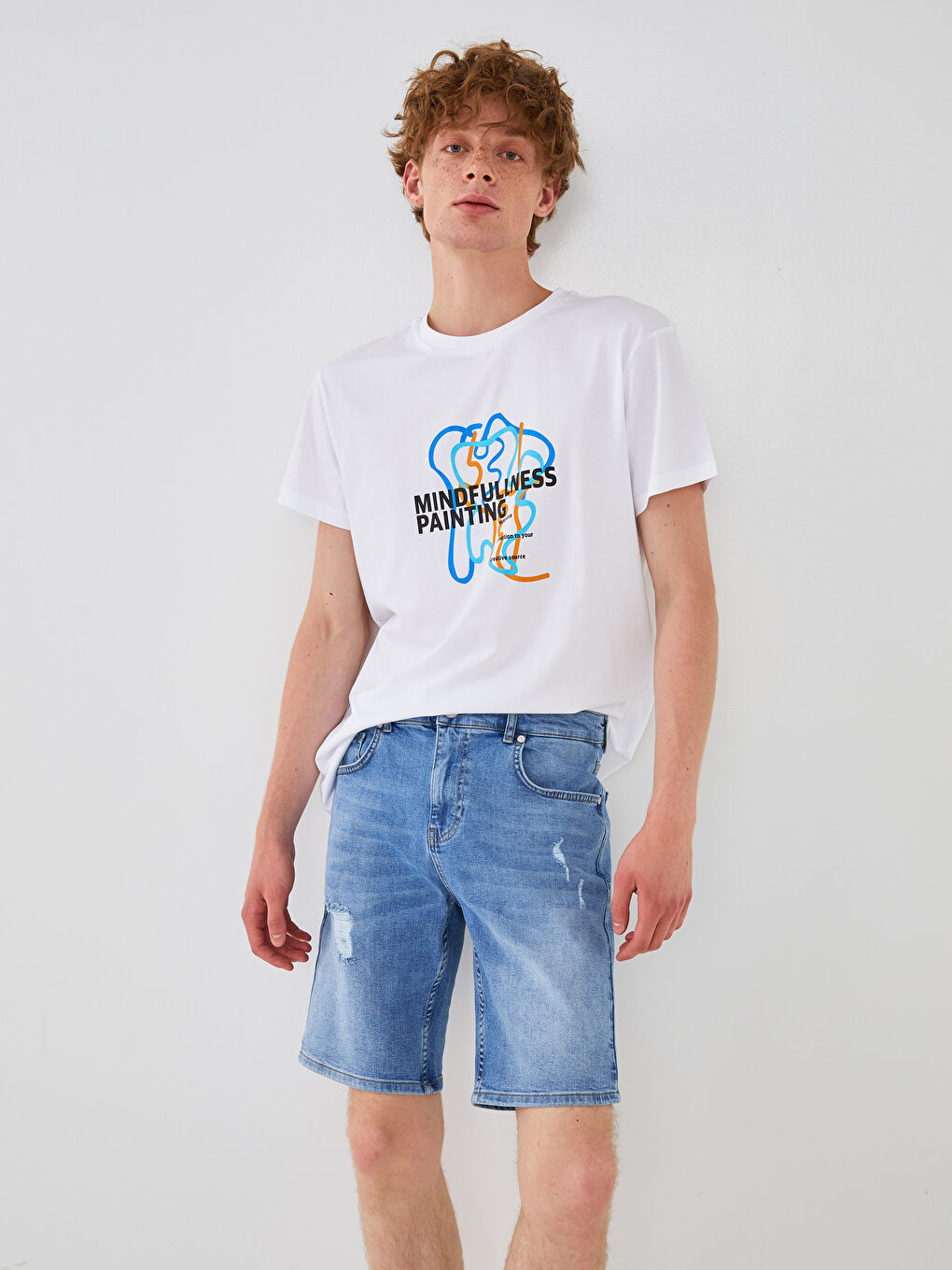 Mavi Standart Kalıp Erkek Jean Şort-3