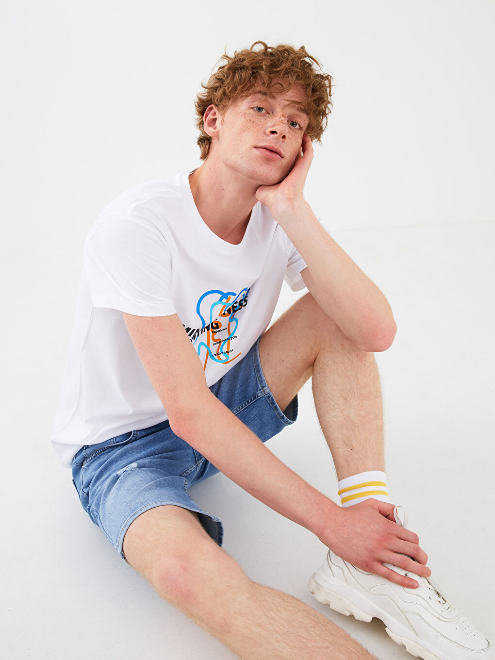 Mavi Standart Kalıp Erkek Jean Şort-5