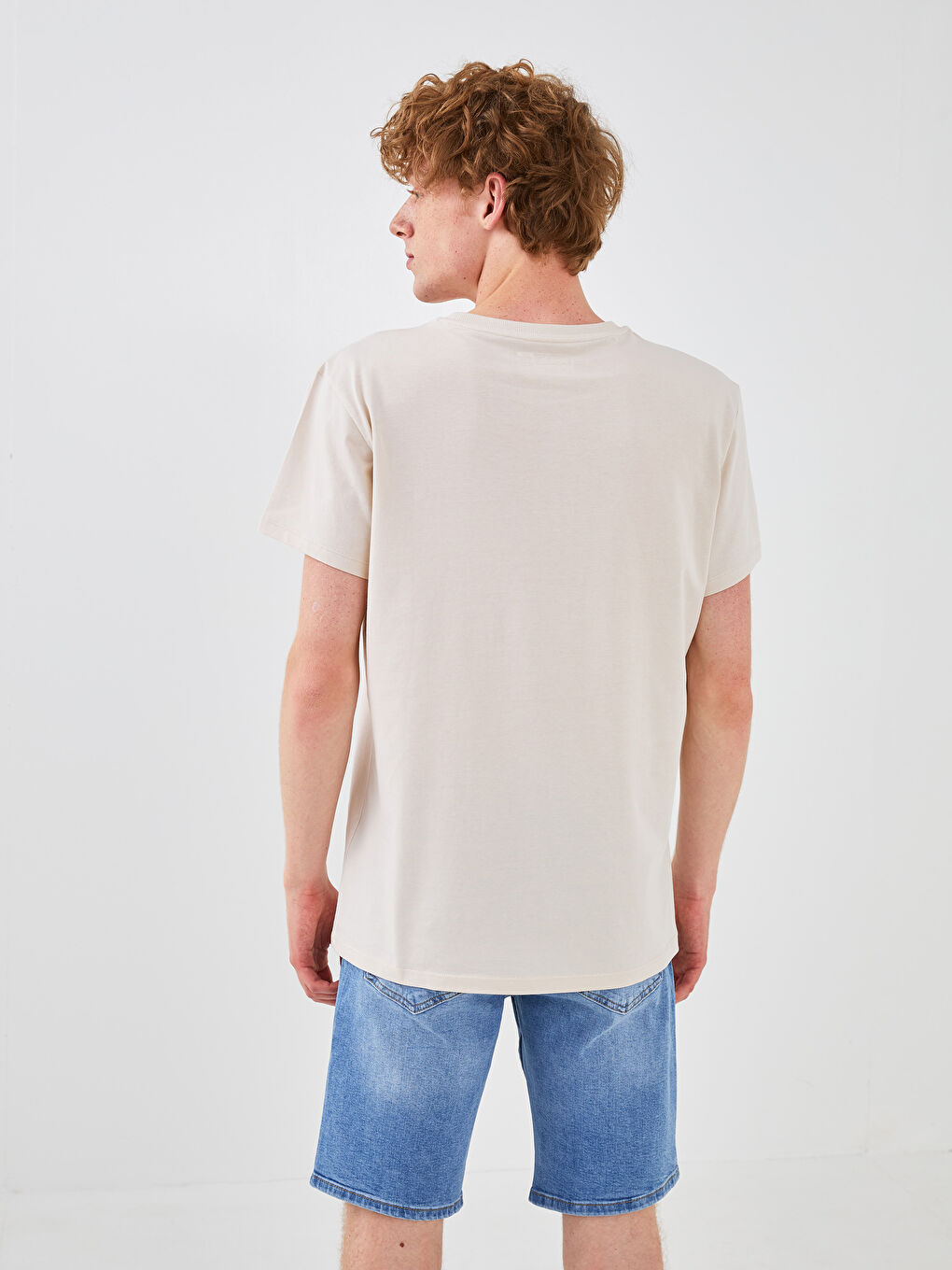 Bisiklet Yaka Kısa Kollu Baskılı Penye Erkek Tişört-3