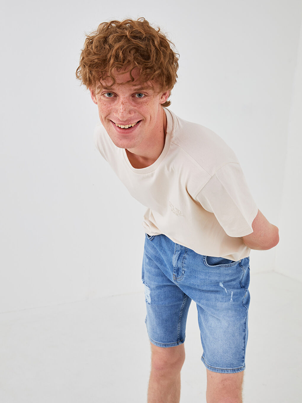 Bisiklet Yaka Kısa Kollu Baskılı Penye Erkek Tişört-4