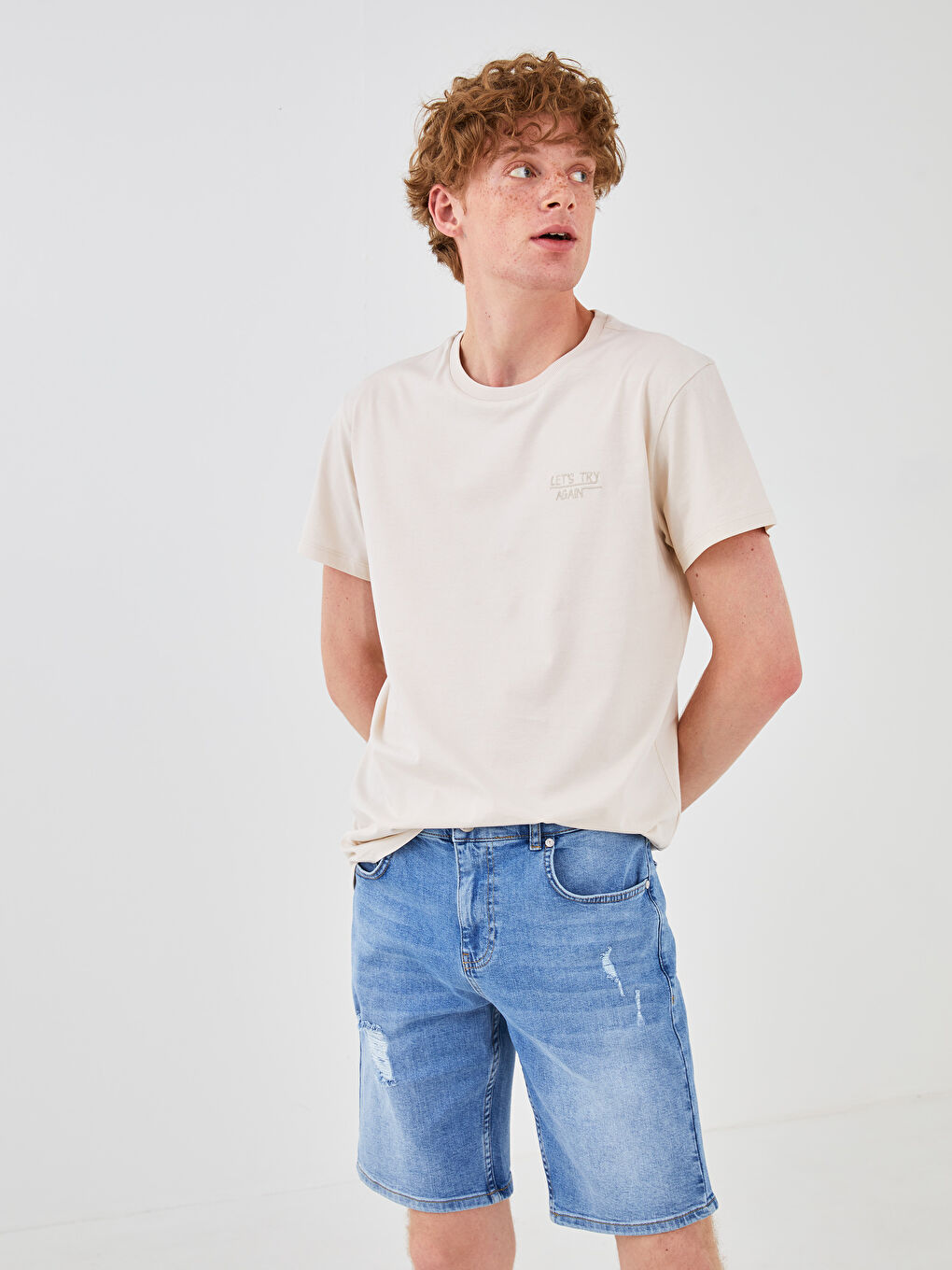 Bisiklet Yaka Kısa Kollu Baskılı Penye Erkek Tişört