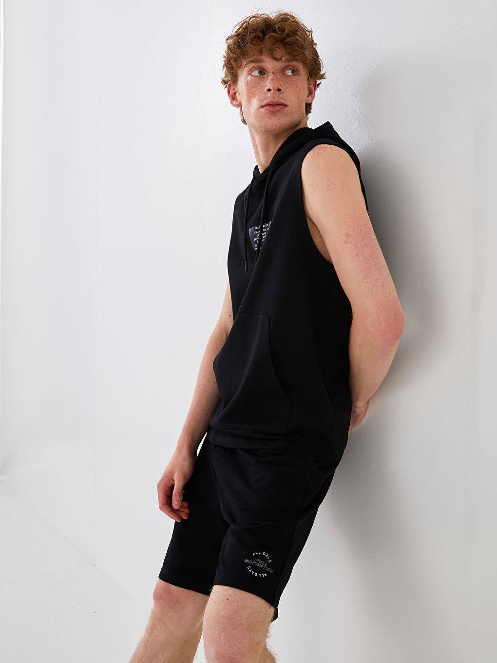 Siyah Standart Kalıp Erkek Aktif Spor Şort-3