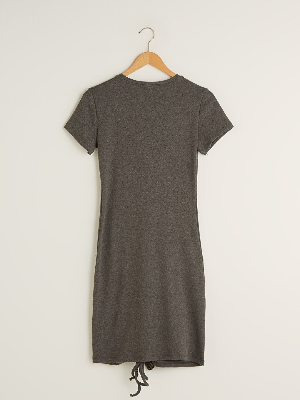 Crew Neck Straight Short Sleeve Gathered Detailed Women's Dress-7