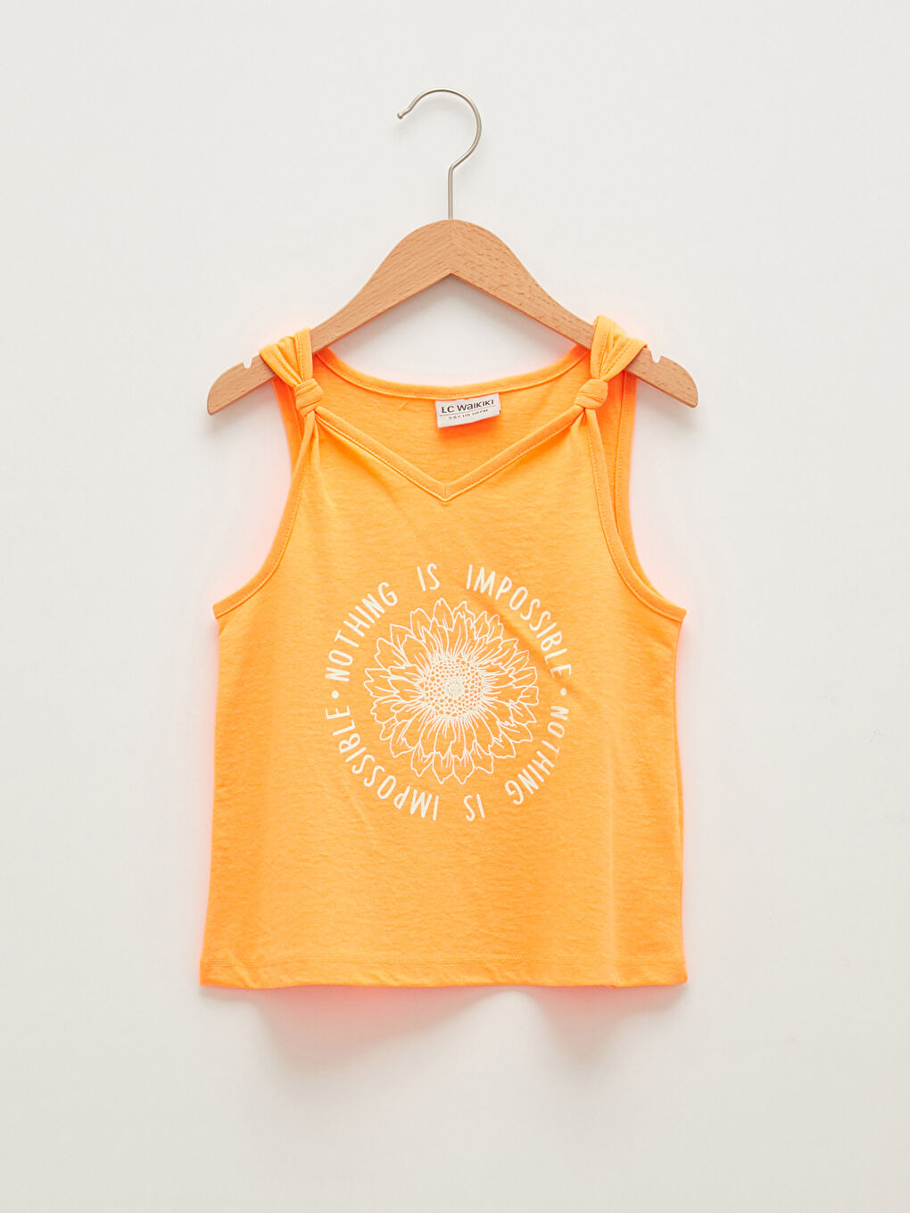 Turuncu Bisiklet Yaka Baskılı Kız Çocuk Atlet