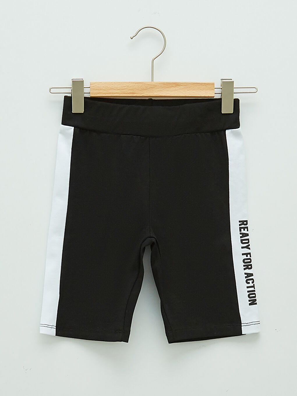 Siyah Beli Lastikli Baskılı Kız Çocuk Kısa Tayt