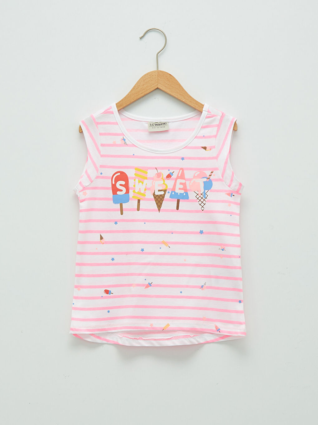 Pembe Bisiklet Yaka Baskılı Pamuklu Kız Çocuk Atlet