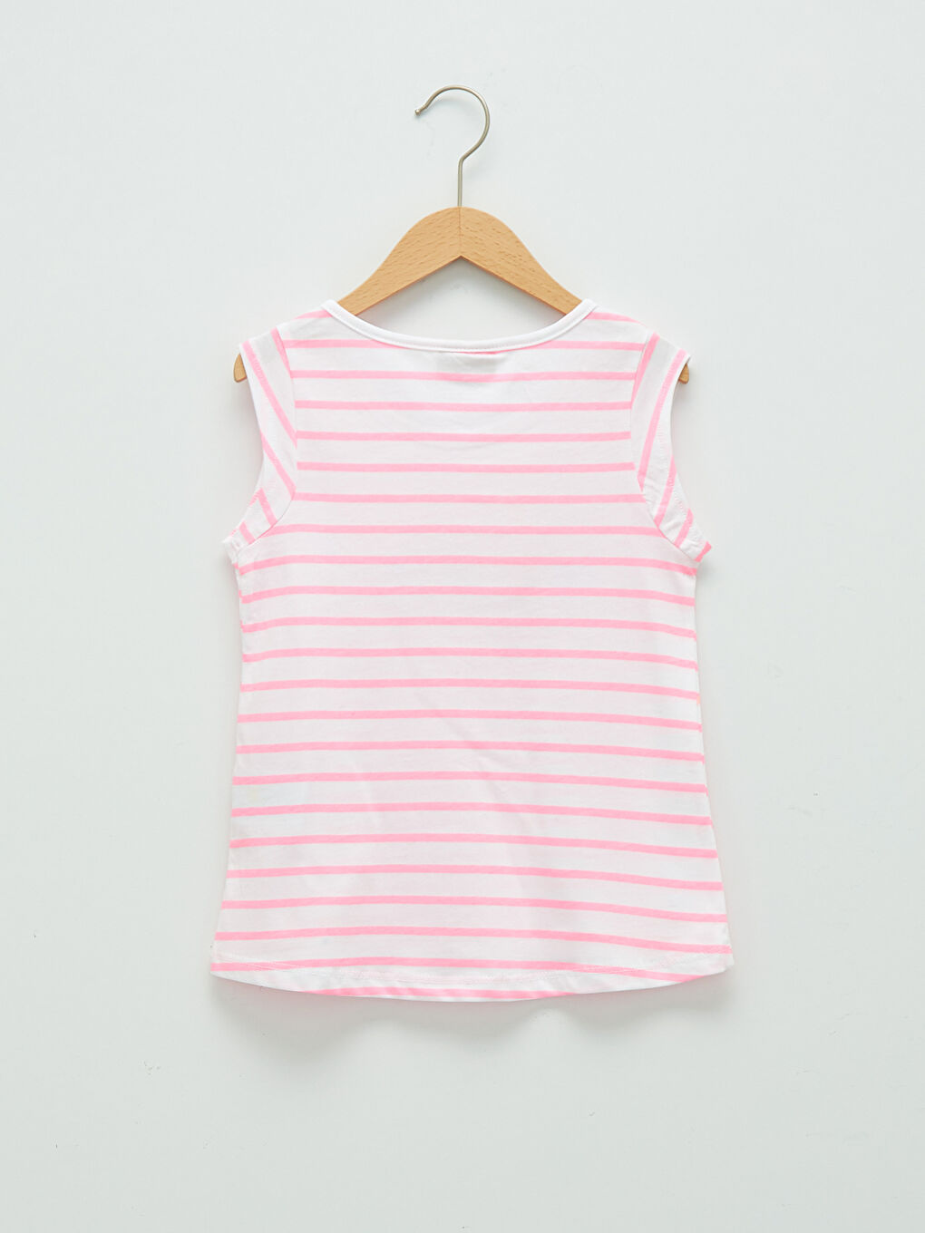 Pembe Bisiklet Yaka Baskılı Pamuklu Kız Çocuk Atlet-1