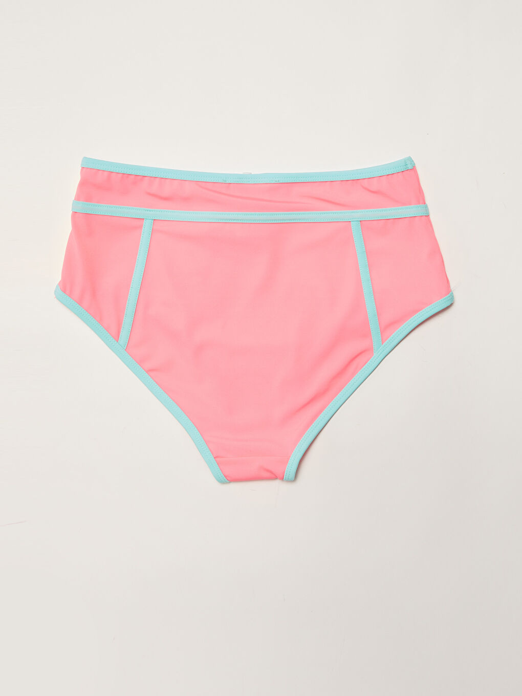 Pembe Kadın Boyundan Bağlamalı Düz Bikini Anne Kız Kombini-1