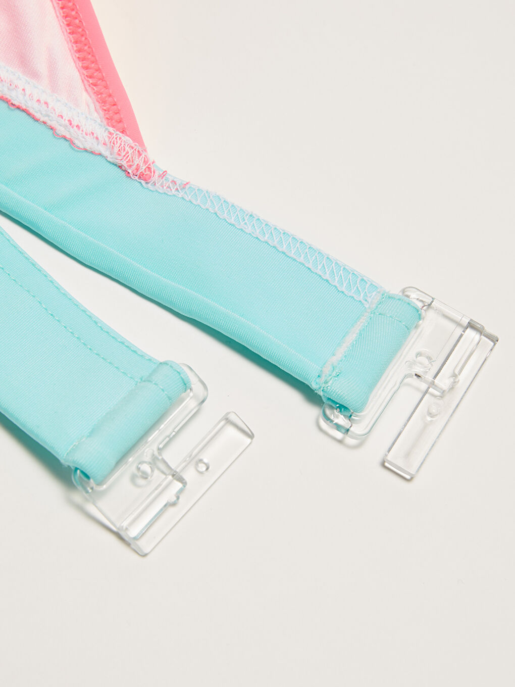 Pembe Kadın Boyundan Bağlamalı Düz Bikini Anne Kız Kombini-4