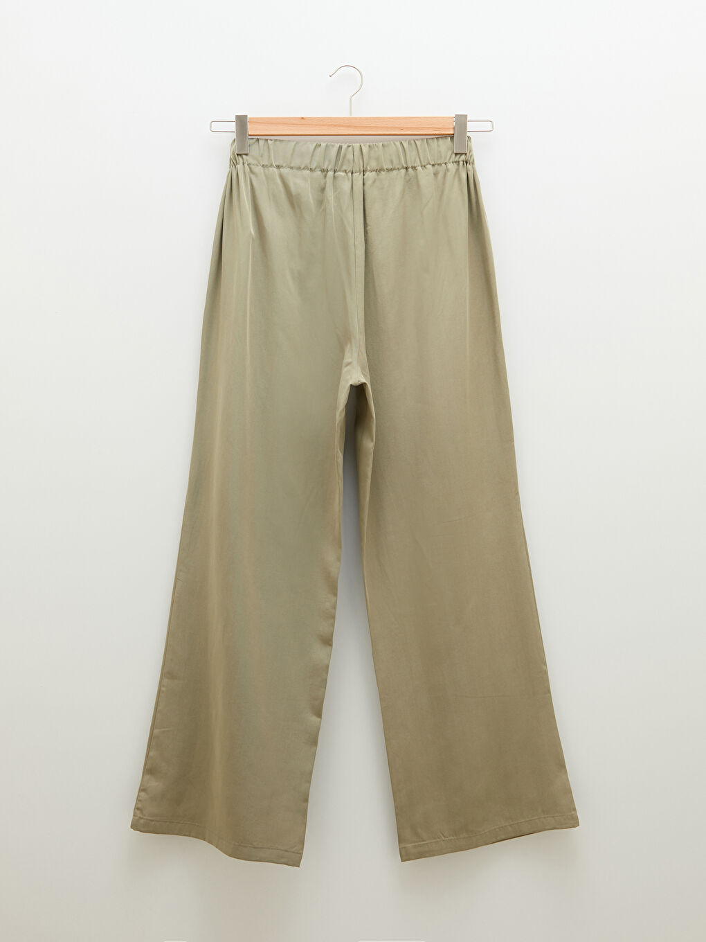 Haki Beli Lastikli Düz Geniş Paça Kadın Pijama Alt-1