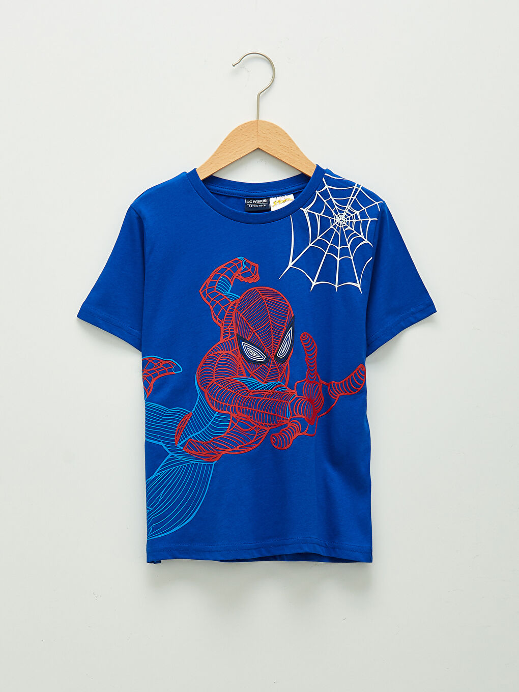 LCW Kids Crew Neck Spiderman Printed Short Sleeve Cotton Boy T-shirt -S1JD94Z4-HSJ