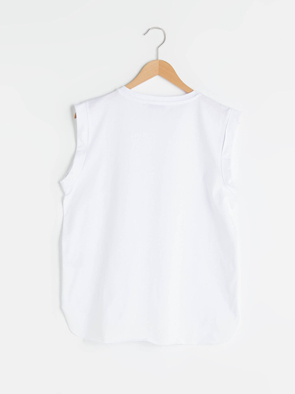 Crew Neck Straight Sleeveless Cotton Women's T-Shirt-6