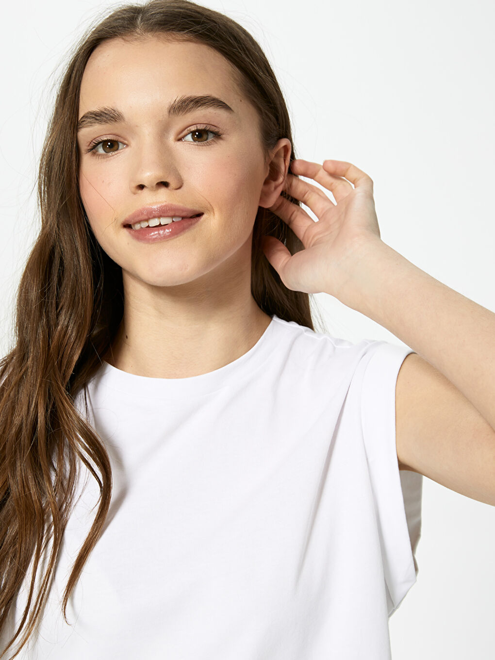 Crew Neck Straight Sleeveless Cotton Women's T-Shirt-2