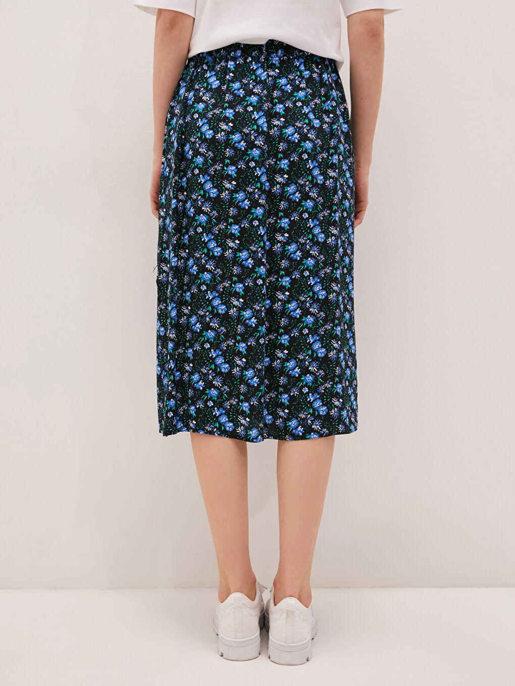 LCW Vision Elastic Waist Floral Flower Poplin Woman Skirt -S1JE30Z8-F9C