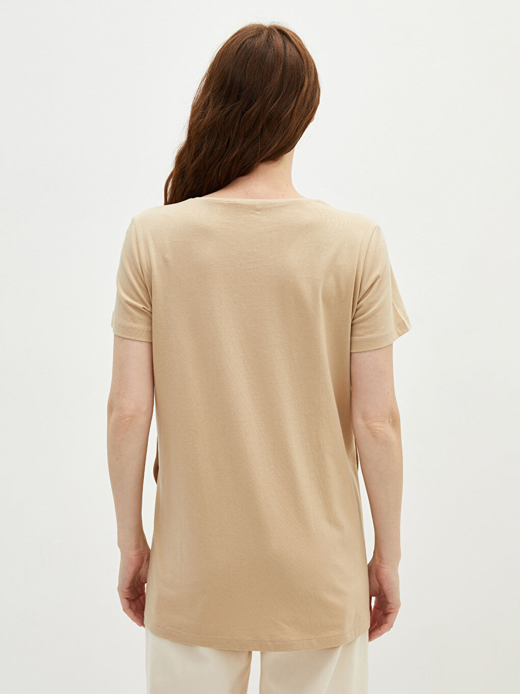 Rundhalsausschnitt Gerade Kurzarm Baumwolle T-Shirt für Damen-4