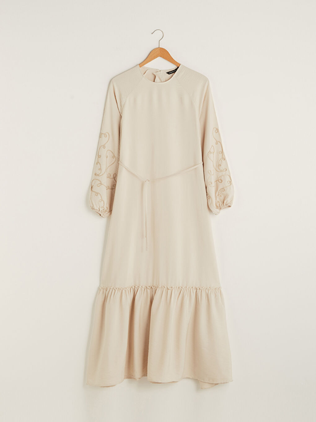 Crew Neck Embroidered Long Sleeve Corn Fabric Women's Dress-6