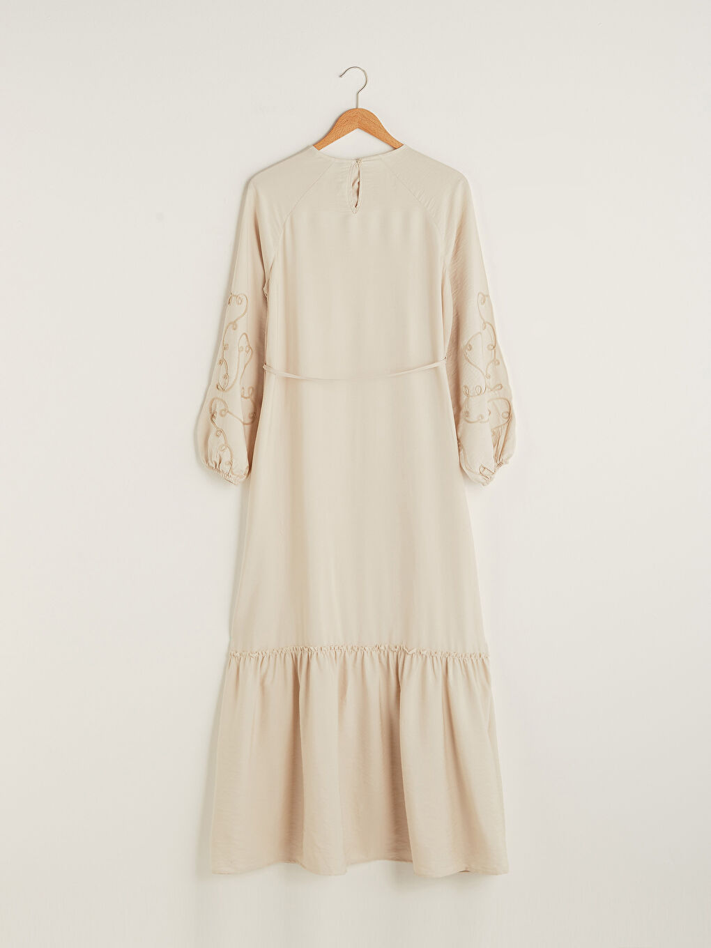 Crew Neck Embroidered Long Sleeve Corn Fabric Women's Dress-7