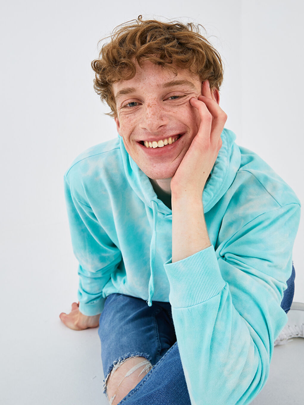 Hanorac Supradimensionat Cu Glugă Mânecă Lungă Tie Dye pentru Bărbați-2