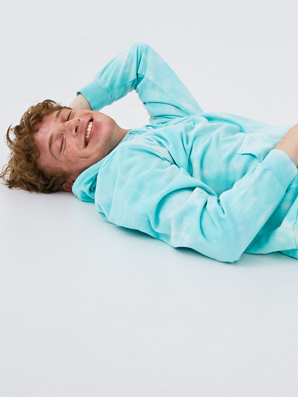 Hanorac Supradimensionat Cu Glugă Mânecă Lungă Tie Dye pentru Bărbați-3