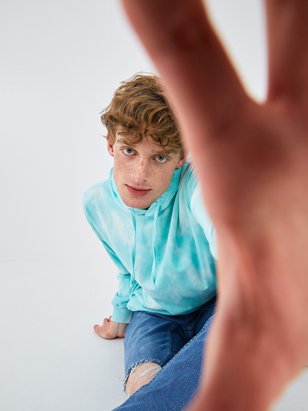 Hanorac Supradimensionat Cu Glugă Mânecă Lungă Tie Dye pentru Bărbați-5