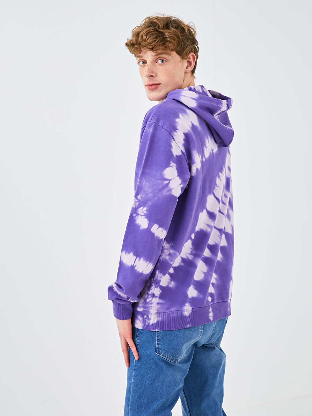 Толстовка Мужская Оверсайз С Капюшоном С Длинным Рукавом И Тай-Дай Принтом-6