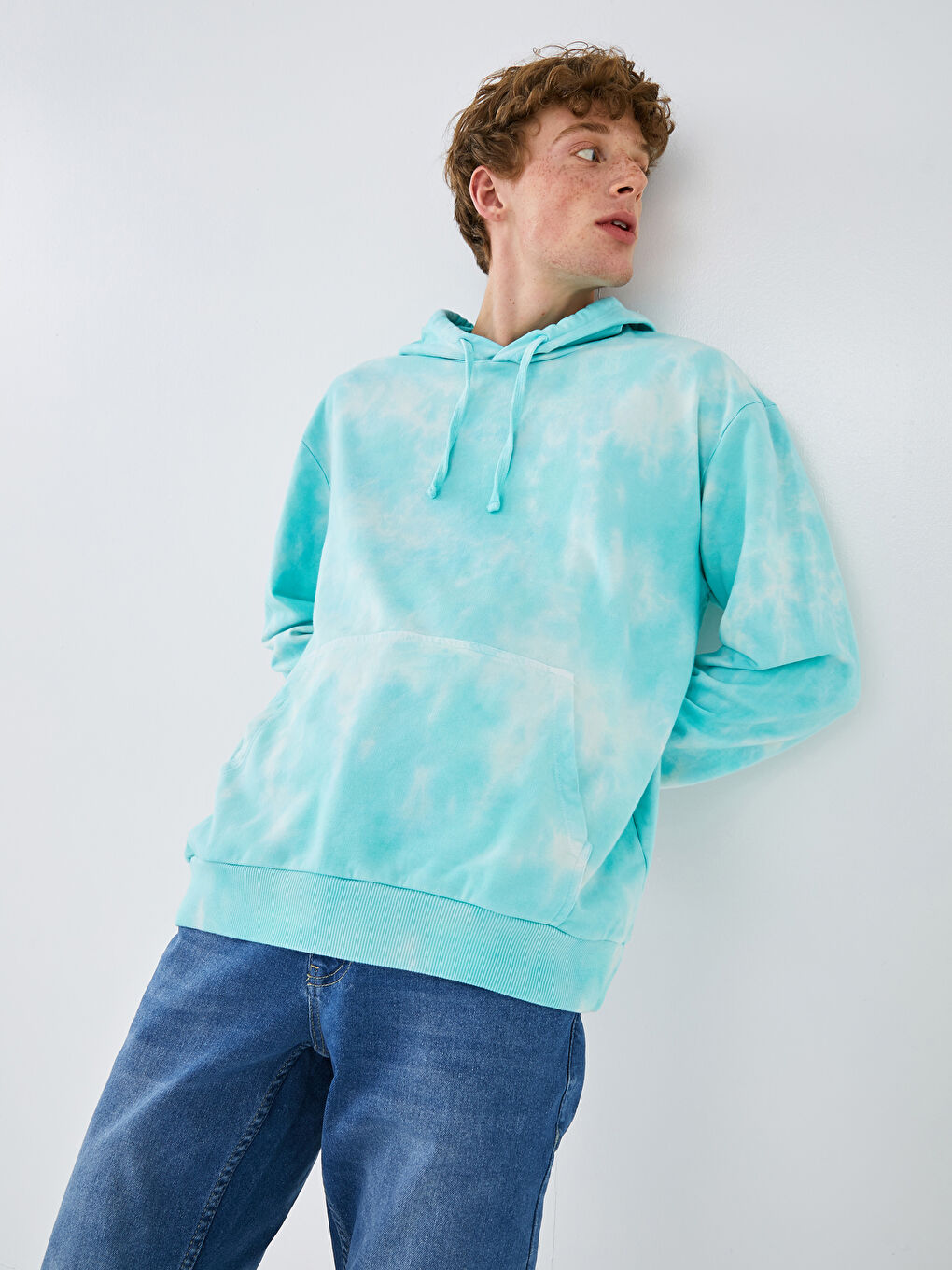 Hanorac Supradimensionat Cu Glugă Mânecă Lungă Tie Dye pentru Bărbați-8