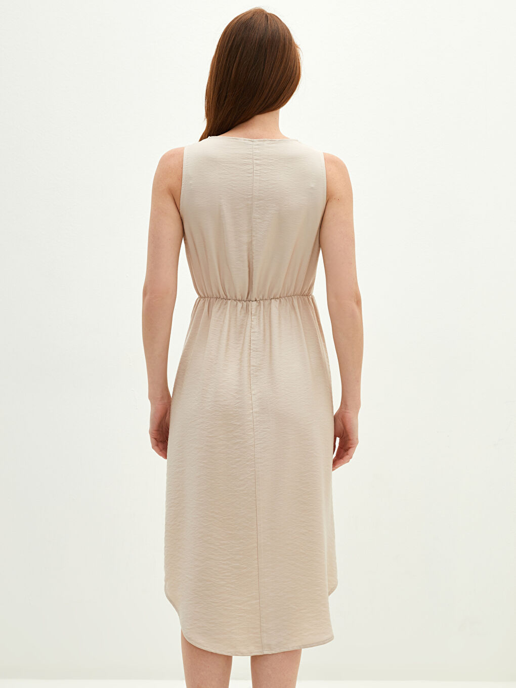 Crew Neck Sleeveless Tie Waist and Pocket Detail Women's Dress-3