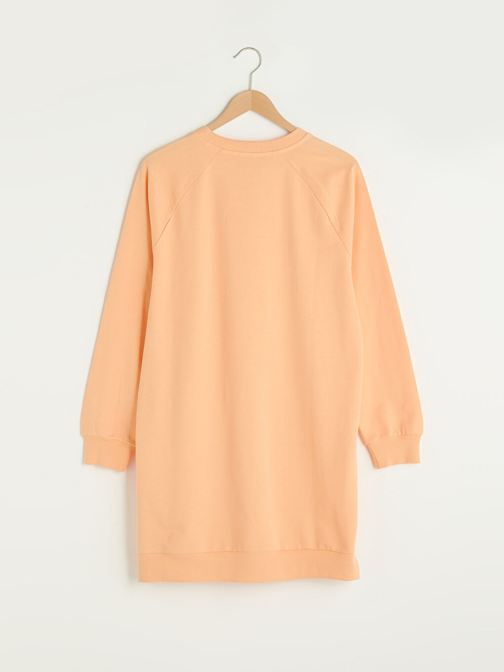 Turuncu Bisiklet Yaka Düz Uzun Kollu Kadın Sweatshirt Tunik-6