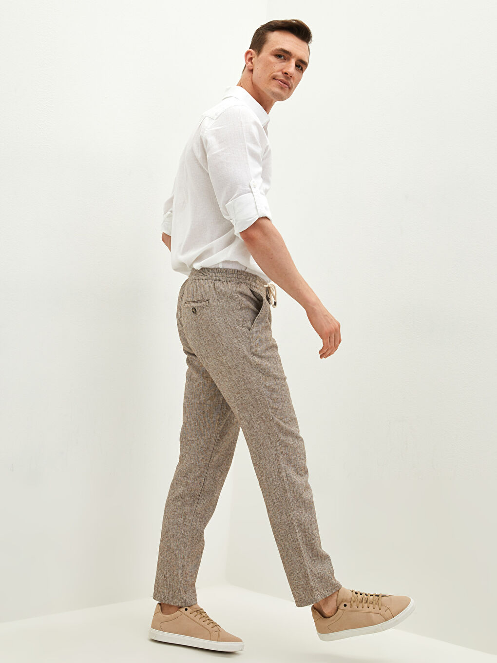 Bej Slim Fit Erkek Pantolon