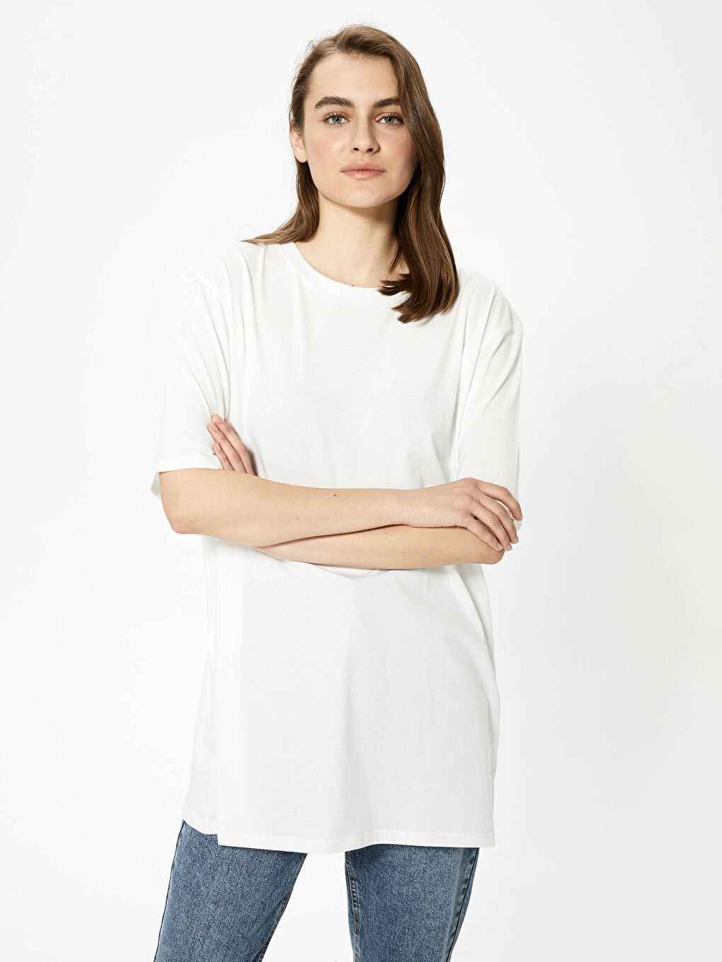 2-piece Crew Neck Straight Short Sleeve Women's Tunic-7