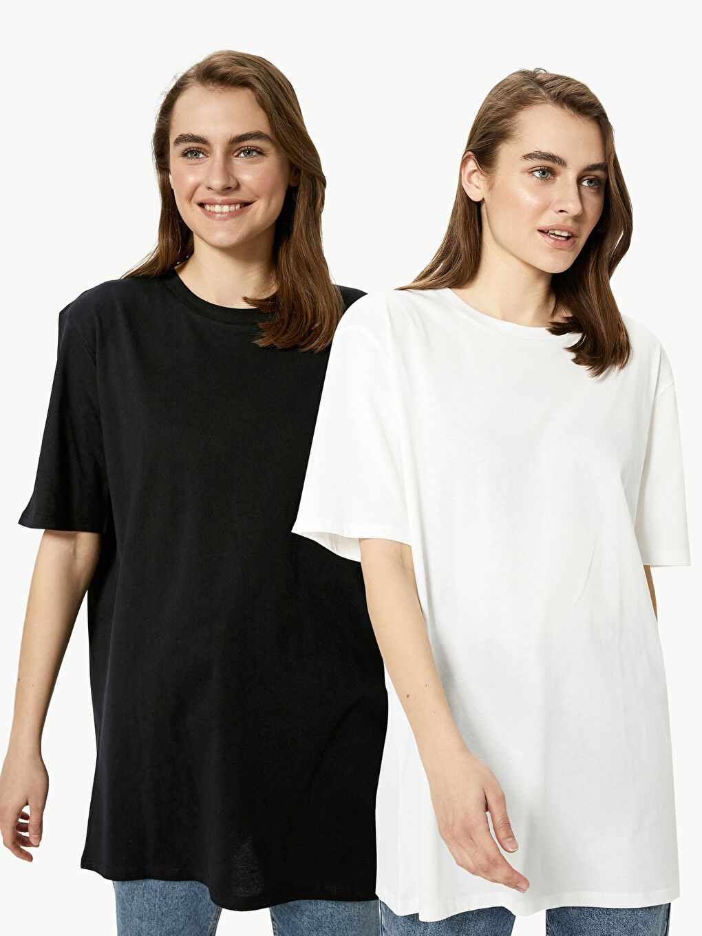 2-piece Crew Neck Straight Short Sleeve Women's Tunic