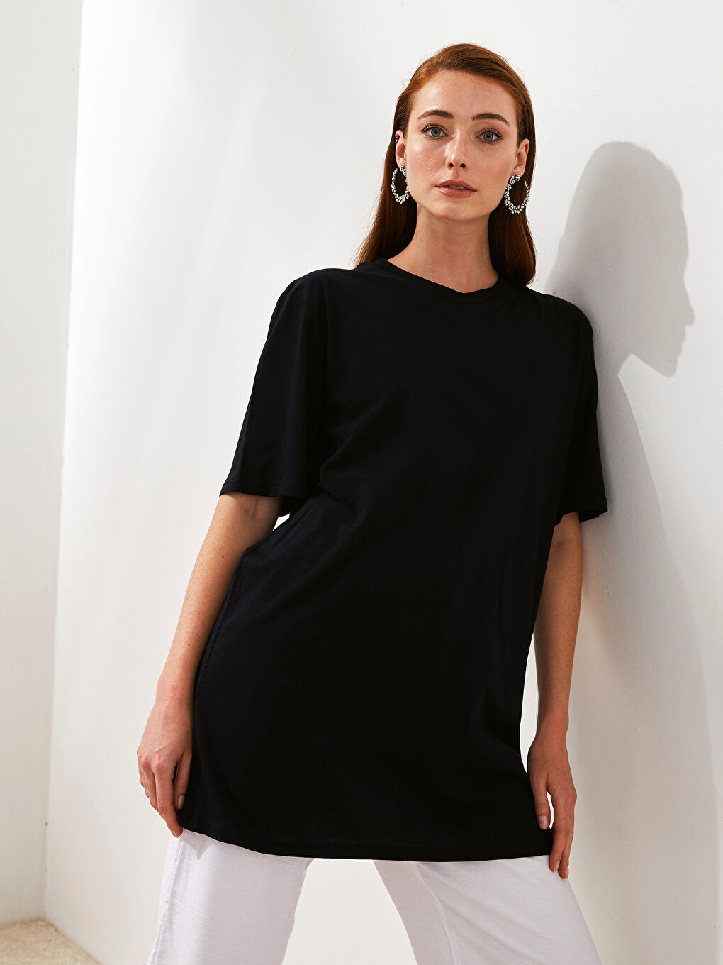 2-piece Crew Neck Straight Short Sleeve Women's Tunic-3