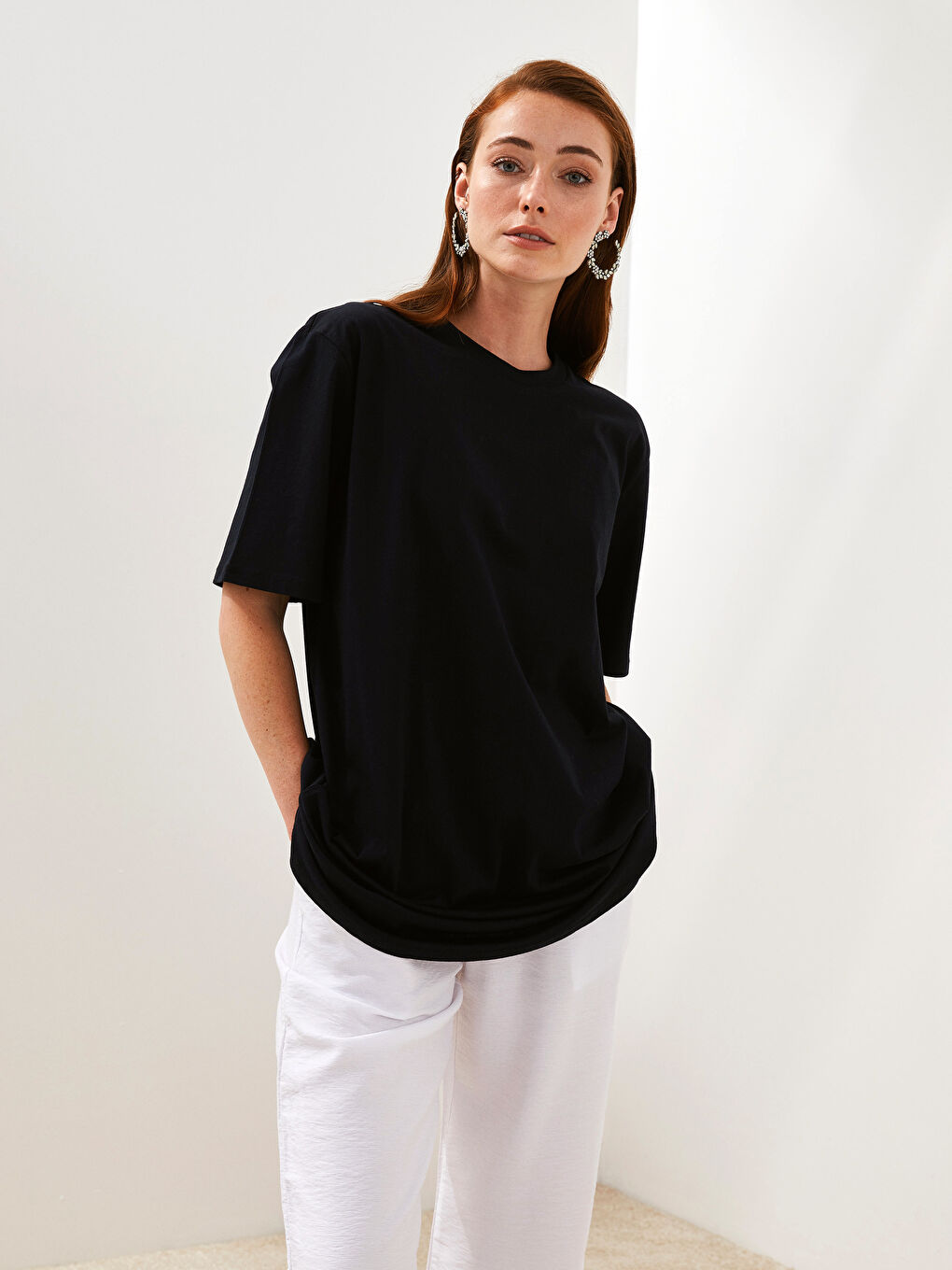 2-piece Crew Neck Straight Short Sleeve Women's Tunic-4