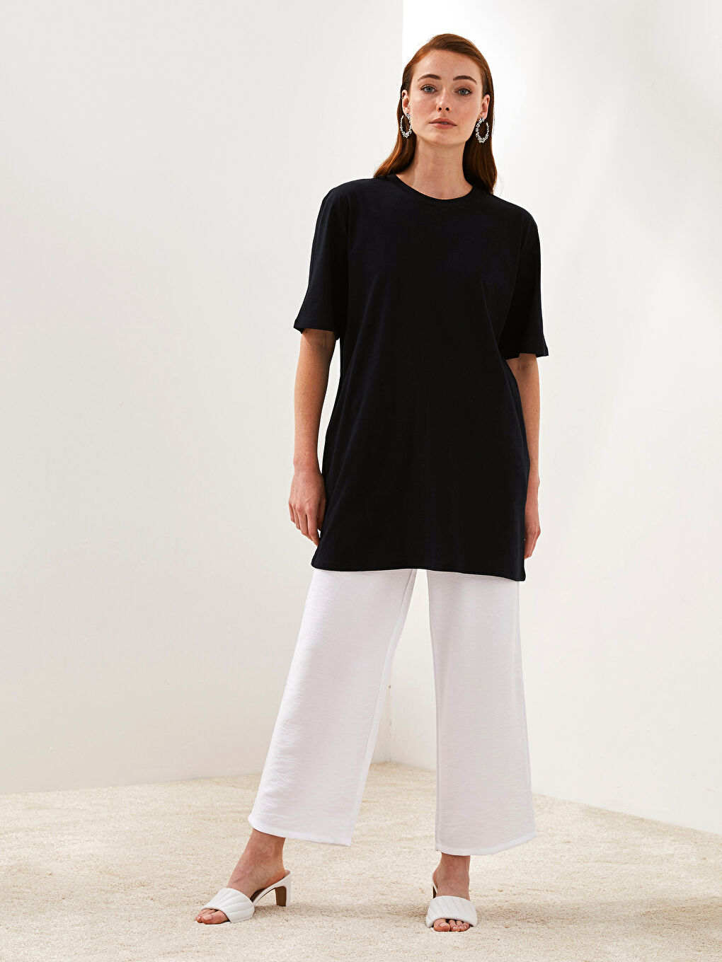 2-piece Crew Neck Straight Short Sleeve Women's Tunic-5