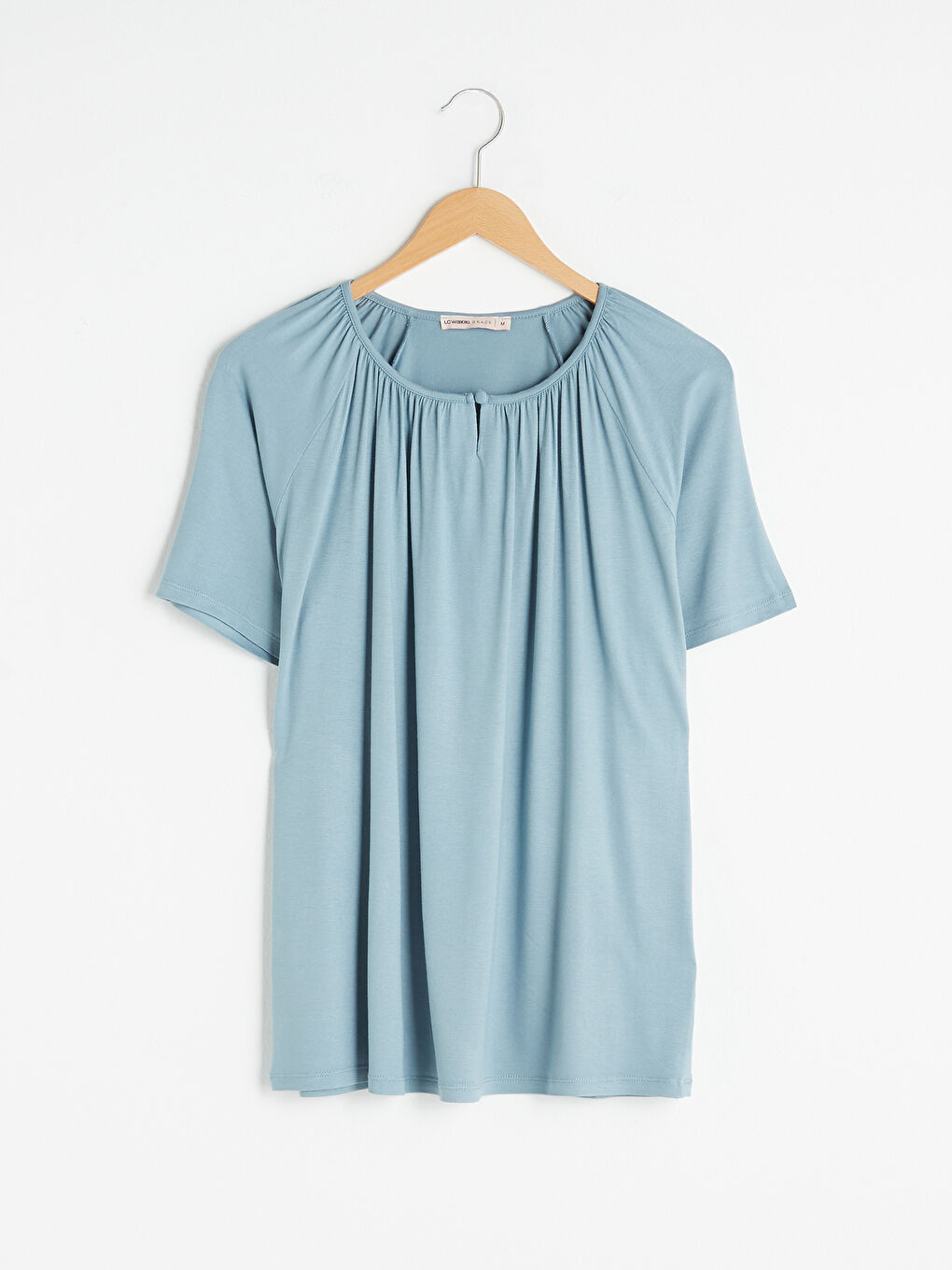 Button Down Collar Straight Short Sleeve Women Blouse-5