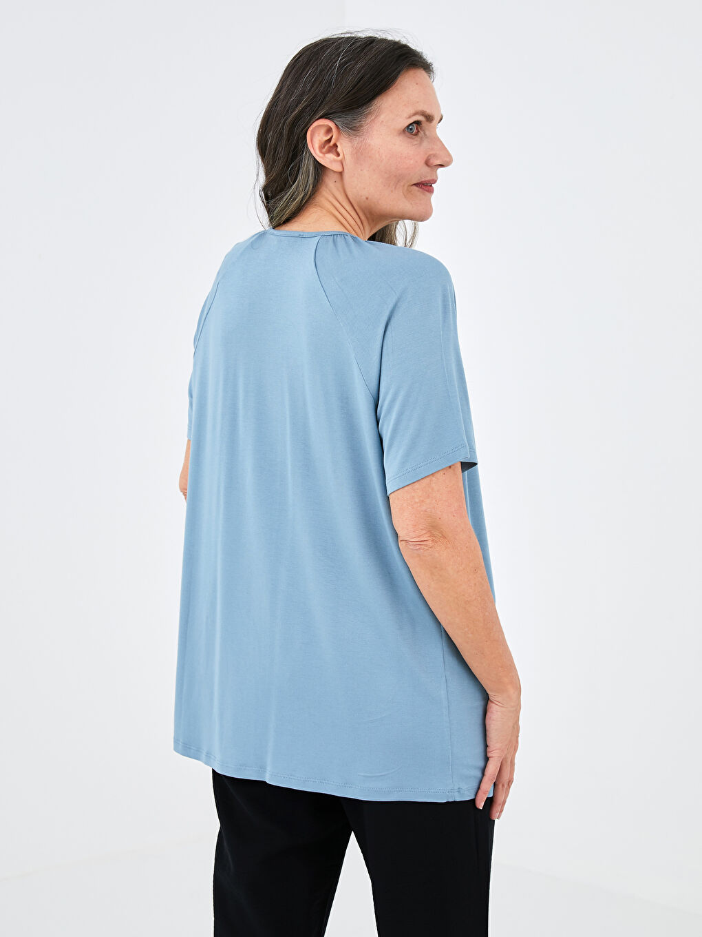 Button Down Collar Straight Short Sleeve Women Blouse-3