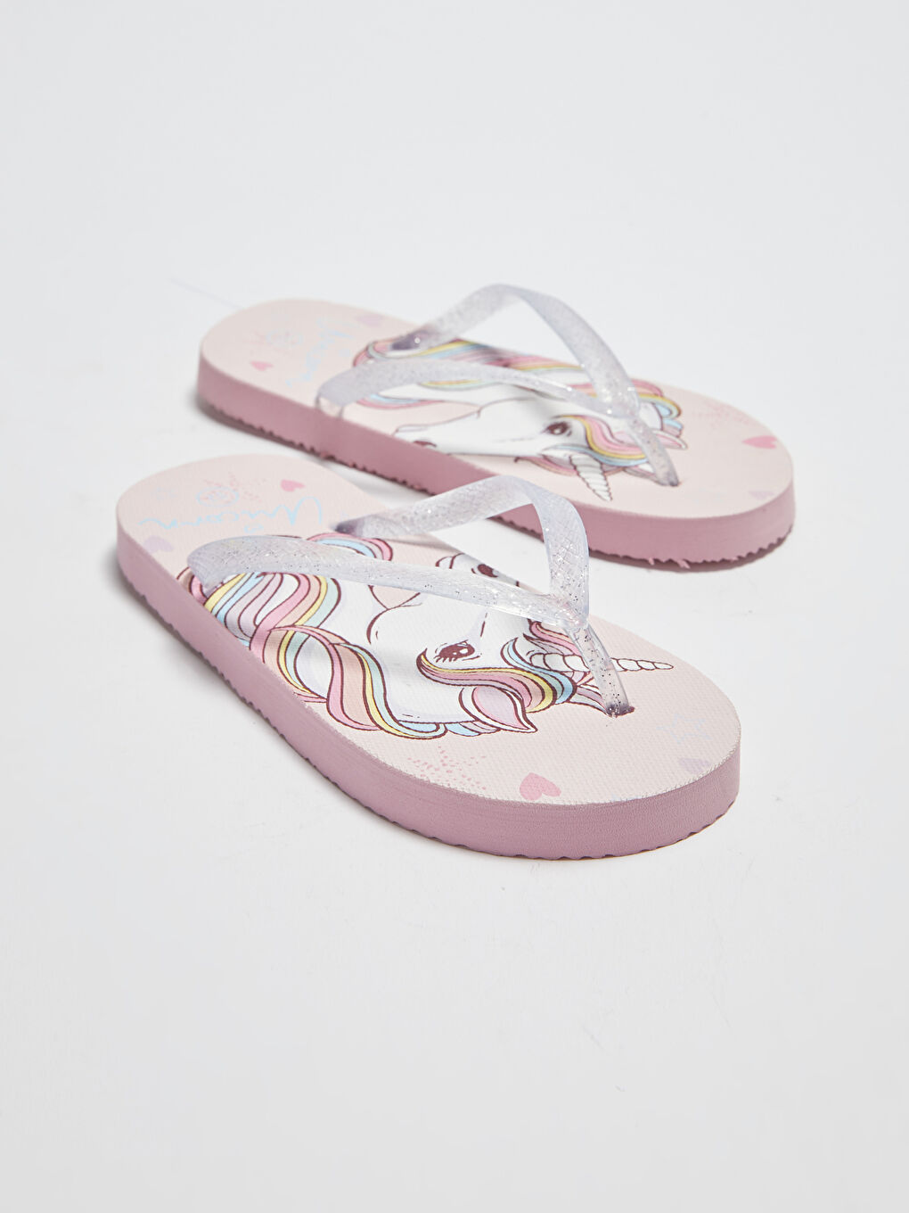 Pembe Baskılı Parmak Arası Kız Çocuk Plaj Terliği-2