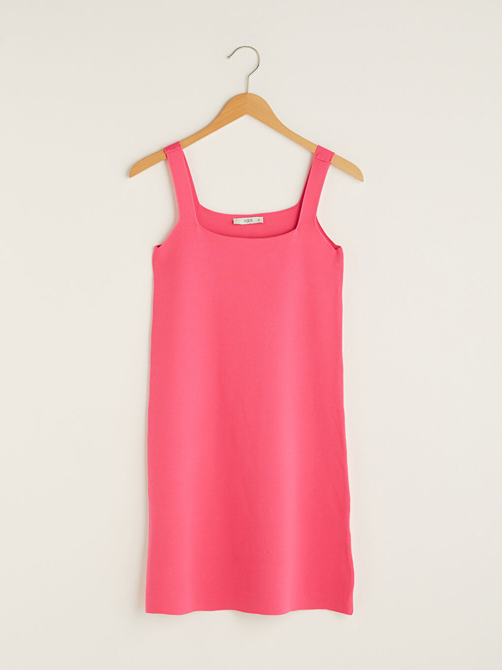 Square Neck Straight Strap A-Cut Women's Knitwear Dress-7