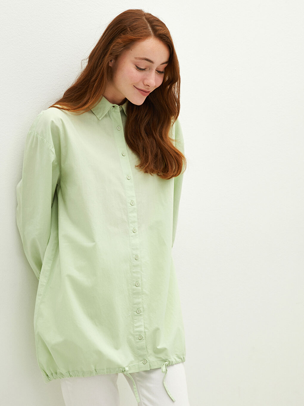 Plain Poplin Women's Shirt Tunic-1