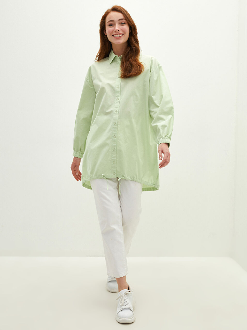 Plain Poplin Women's Shirt Tunic-2