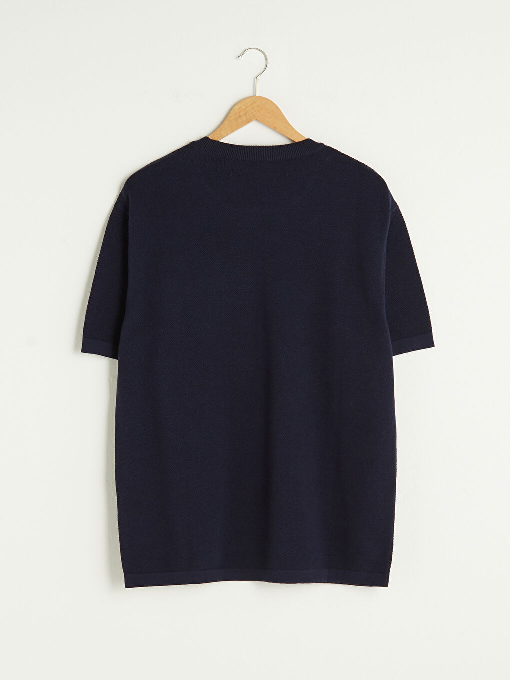 Lacivert Bisiklet Yaka Kısa Kollu Erkek Triko Kazak-5