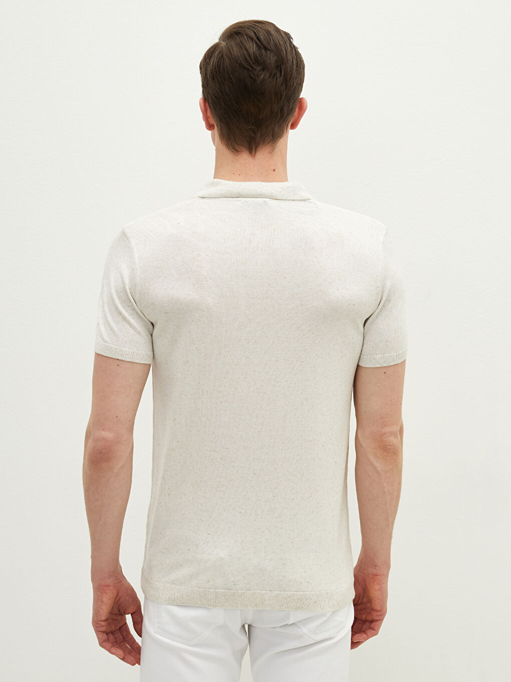 Bej Polo Yaka Erkek Triko Tişört-5