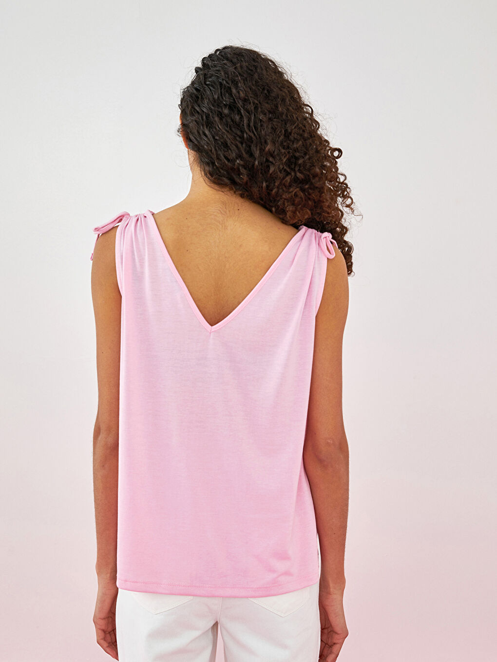Women's V Neck Plain Tank Top-6