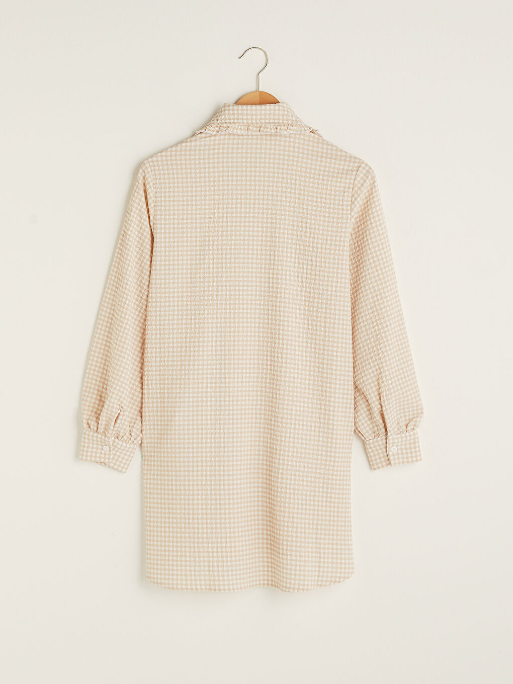 تونيك نسائي كاروهات ياقة بيتر بان كم طويل-6