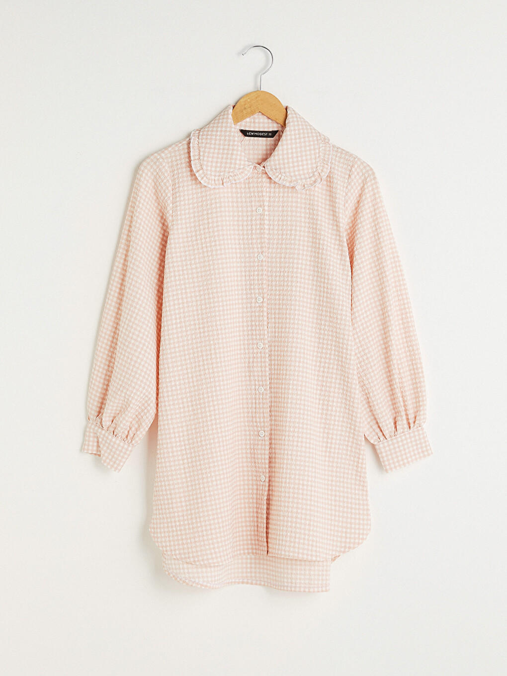 Baby Collar Plaid Long Sleeve Women Tunic-5