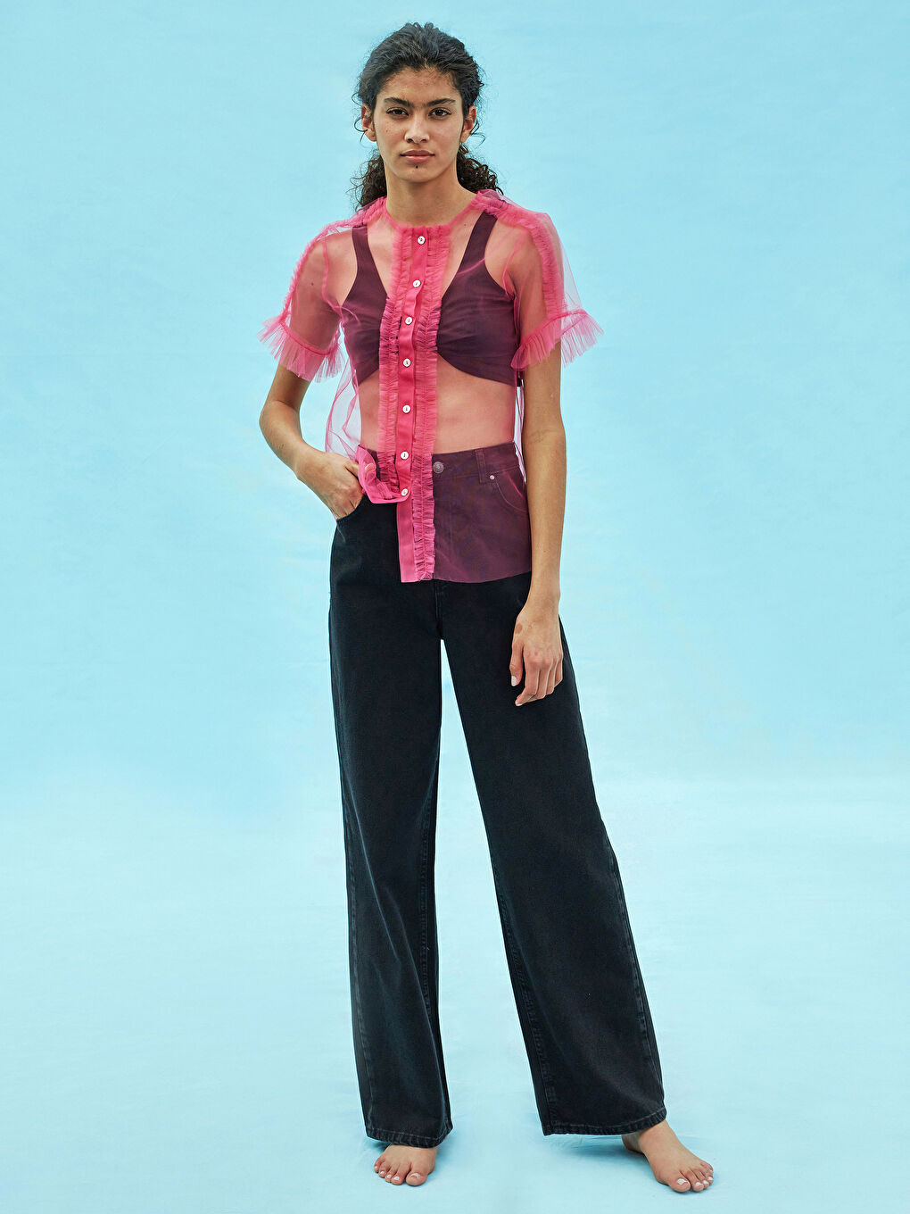 ROUND COLLAR SHORT SLEEVE WITH BUTTONS MURPHY BLOUSE -S1JJ78Z8-H4K