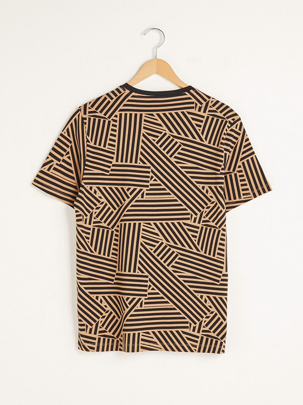 Lacivert Bisiklet Yaka Kısa Kollu Desenli Penye Erkek Tişört-6